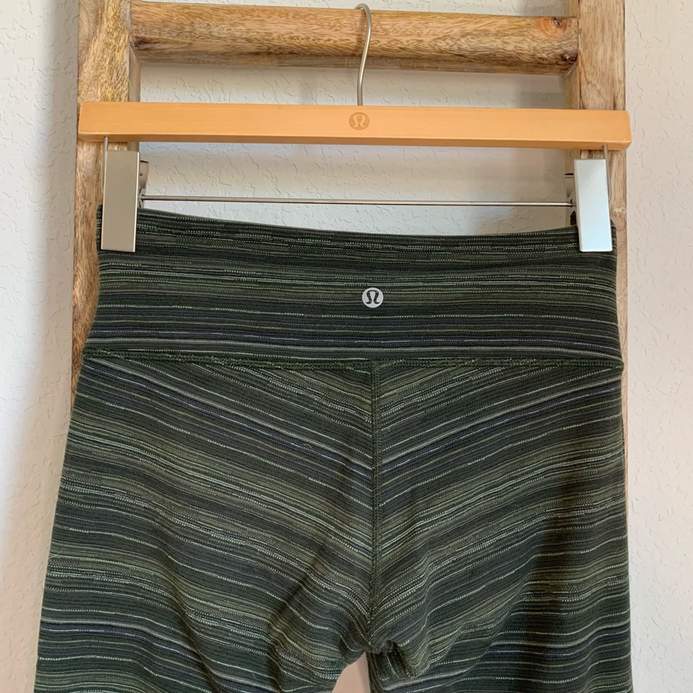 Lululemon Wunder Under Leggings Green Stripe 6 - Picture 3 of 7